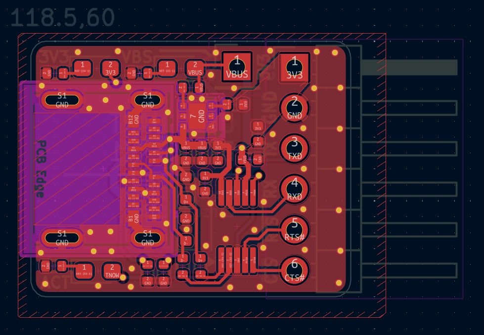 KiCAD PCB layout generated from Circuitscript
